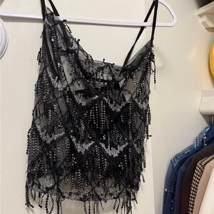 NWT Lumina Black + Silver Sequin Women's Top + Skirt Set, Medium